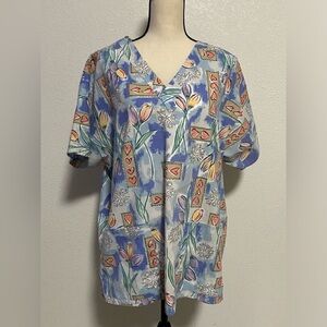 Crest Scrub Top Multicolor Comfortable & Soft